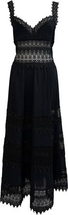 Charo Ruiz Ibiza Charo Ruiz Sophia Lace-Accent Maxi Dress in Black Cotton