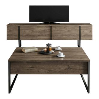 Dmora Set Muebles De Sal&oacute;n Mornasco, Modular, 2 Puertas, 2 Compartimentos, Marr&oacute;n Nogal