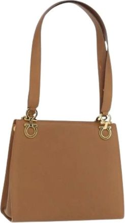 Ferragamo Pre-owned Shoulder Bags, female, Brown, Size: ONE SIZE Pre-owned Leather Shoulder Bag
