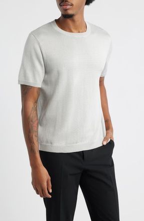 Open Edit Short Sleeve Crewneck Sweater in Grey Violet at Nordstrom, Size Xx-Large