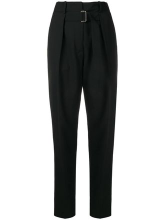 Givenchy pleated high-rise trousers - women - Wool/Silk - 40 - Black
