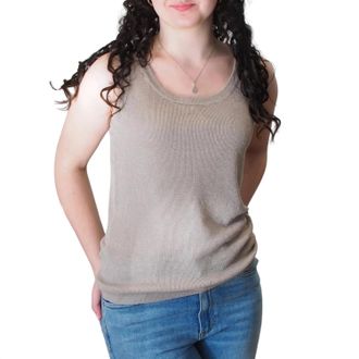 Kinross Cashmere Rib Tank In Flax