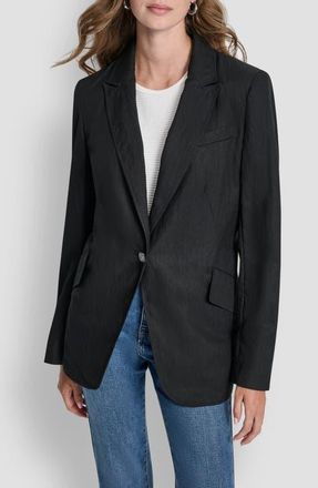 DKNY Zigzag Stitch Blazer in Black at Nordstrom, Size Xx-Small