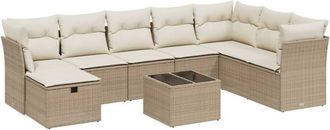 vidaXL Set De Sof&aacute;s De Jard&iacute;n 9 Pzas Con Cojines Rat&aacute;n Sint&eacute;tico Beige Vidaxl
