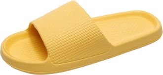 Generic Fashionable Womens Indoor Outdoor Comfort Slippers Soft Sole Breathable Non Slip Shower Home Flat Footwear (Yellow, 7)