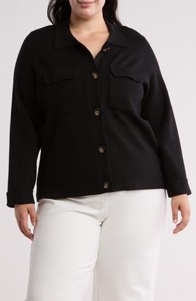 T Tahari Crop Sweater Jacket in Black at Nordstrom Rack, Size 1X