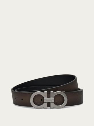 Ferragamo Men Reversible and adjustable Gancini belt Green