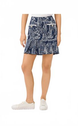 Lilly Pulitzer Upf 50+ Luxletic Luisa Skort In Low Tide Navy Lil Palm Prowl