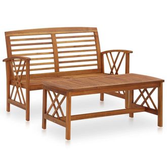Berkfield Home 2 Piece Garden Lounge Set Solid Acacia Wood in Brown