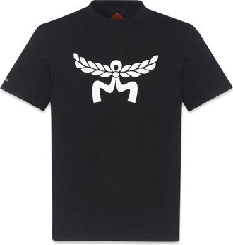 MCM Laurel Logo Print T-Shirt - Heren - T-shirts - Zwart - M - Katoen - Tops