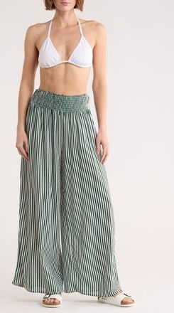 Nordstrom Rack Printed Flowy Pants in Green Botanical Stripe at Nordstrom Rack, Size X-Large