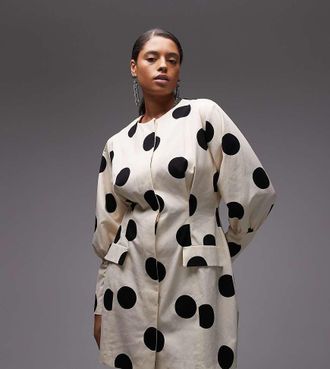 Asos Curve ASOS DESIGN Curve - Vestito corto strutturato in stile blazer con bottoni a pois-Multicolore