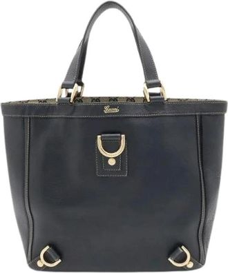 Gucci Pre-owned GG Canvas Abbey Line Tote Bag - Dames - Vintage Handtas - Blauw - ONE Size - Leer - Vintage