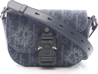 Dior Navy Canvas Leather Handbag Shoulder Bag (Pre-Owned)