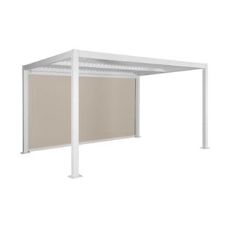 Sweeek P&eacute;rgola bioclim&aacute;tica de aluminio y acero 3x4m + toldo 4m, blanco