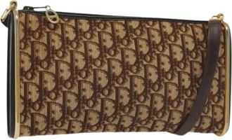 Dior Pre-owned Clutches, female, Brown, Size: ONE SIZE Pre-owned Vintage Trotter Canvas Shoulder Bag