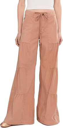 Xcvi Terraced Wide Leg Pants Womens Dress Pants Burnished Caramel : LG (Womens 12-14), Cotton/Spandex