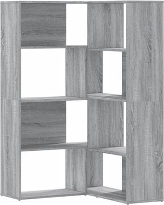vidaXL Corner Bookcase 4-Tier Grey Sonoma 85x85x140 cm Engineered Wood Vidaxl