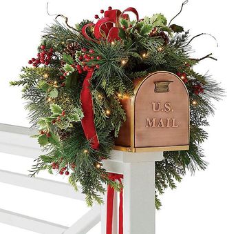 Frontgate Christmas Cheer Mailbox Swag - Frontgate - Outdoor Christmas Decorations