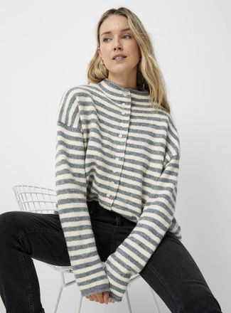 Contemporaine Womens Funnel neck buttoned sweater