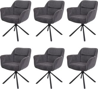 Hhg Nunca Usado] Juego De 6 Sillas De Comedor Hhg 659, Silla De Cocina Silla, Posici&oacute;n Autom&aacute;tica Giratoria, Tejido Mvg, Gris Pana
