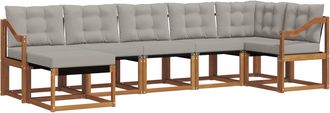vidaXL Conjunto De Sof&aacute;s De Exterior 7 Uds. Natural Y Gris Claro Vidaxl