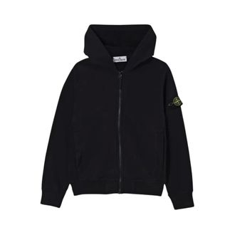 Stone Island Hooded Zip Sweatshirt - male - Stone Island - Kids Sweatshirts - Black - 8 Y - Kids