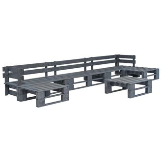 vidaXL Vidaxl - Set De Muebles De Palets Para Jard&iacute;n 6 Piezas Madera Gris
