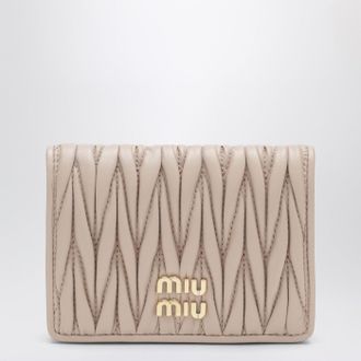 Miu Miu Compact wallet in powder-pink quilted nappa