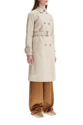 Herno Womens Delon Detta Double Breast Trench Coat - Nude Cotton - Size EU 40 (Womens)