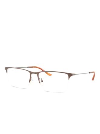Emporio Armani rectangle-frame glasses - men - Metal - 57 - Brown