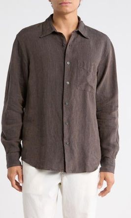 Madewell Linen & Organic Cotton Button-Up Shirt in Chocolate at Nordstrom, Size Xx-Large