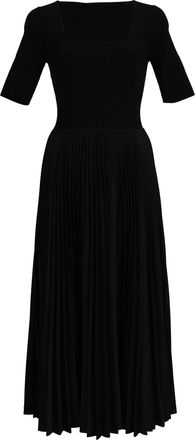 Theory Pleated Midi Dress in Black Polyester