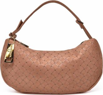 La Milanesa Brown Polyester-Blend Woven Shoulder Bag
