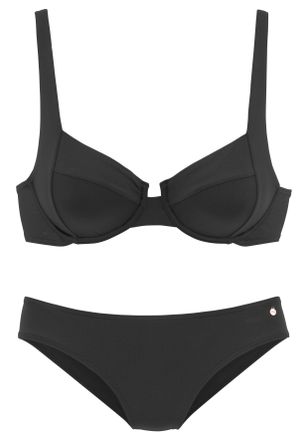 s.Oliver B&uuml;gel-Bikini S.OLIVER, Damen, Gr. 40, Cup B, schwarz, Recycling-Polyamid, unifarben, Bikini-Sets B&uuml;gel-Bikini, mit komfortablem Schnitt