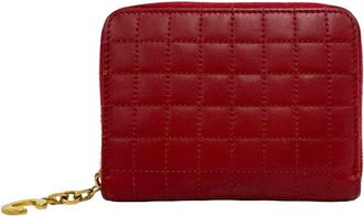 Celine Red Color Leather Wallet (Bi-Fold) (Pre-Owned)