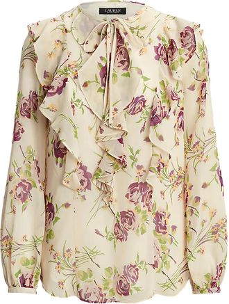 Lauren Ralph Lauren Blusa a fiori con ruches - Bianco
