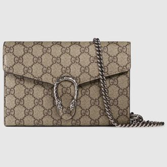 Gucci Dionysus Wallet On Chain, Beige, GG Canvas