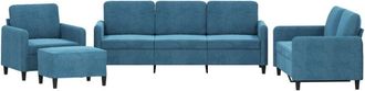 vidaXL Vidaxl - Juego De Sof&aacute;s 4 Piezas Terciopelo Azul