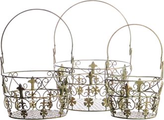 OEM Cestas Decorativas Redondas De Metal Con Luz Verde Estilo Retro