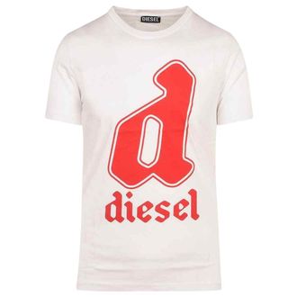 Diesel Uniseks Kleine letter D Groot Logo T-shirt voor volwassenen (Wit)