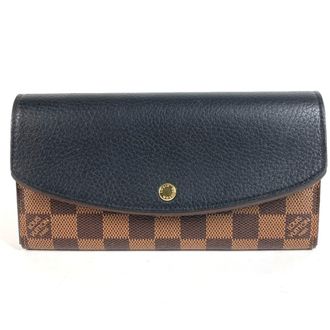 Louis Vuitton Black Brown Damier Canvas Long Wallet (Bi-Fold) (Pre-Owned)
