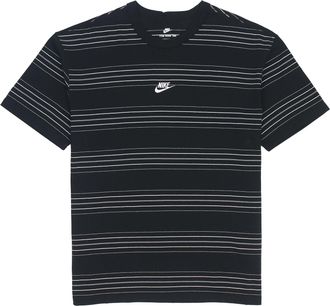Nike Mens Nike Brand logo Stripe Round Neck Short Sleeve Black T-Shirt DQ1117-010