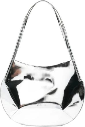 Jil Sander Tassen, Dames, Grijs, ONE Size, Leer, Kante Schoudertas