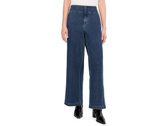 Eileen Fisher Cotton Stretch Denim Full Length Wide Pants Womens Clothing Medium Indigo : MD 29, Elastane/Denim/Cotton