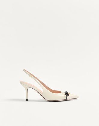 Valentino Garavani D&eacute;collet&eacute; Slingback Bepointy In Vernice E Capretto 80Mm Donna AVORIO/NERO 35.5