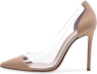 Generic Womens Clear Transparent PVC Court Pumps Shoes Closed Toe Sexy Banquets Stiletto Heel Pointed Toe Slip On Dress Shoes for Bridal Evening Prom Heeled,N