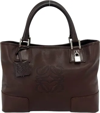 Loewe Brown Leather Boston Bag Handbag Tote Bag (Pre-Owned)