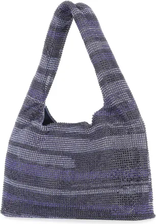 Kara Womens Rhinestone-Embellished Shoulder Bag Purple Fabric