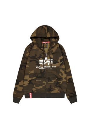 Alpha Industries Hoodie ALPHA INDUSTRIES Basic Zip Hoodie Camo, Herren, Gr. L, gr&uuml;n (olive camo), Obermaterial: 80% Baumwolle, 20% Polyester, regular fit, Sweatshirts 